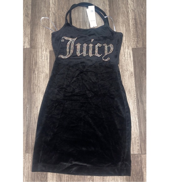 Black Big Bling Terry Halter Dress Juicy Couture - Picture 1 of 3